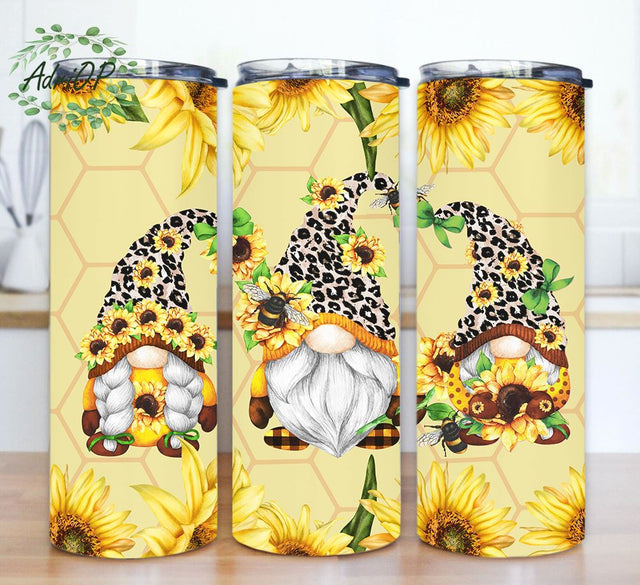 Gnomes And Sunflowers Tumbler Wrap Sublimation AdriOP 