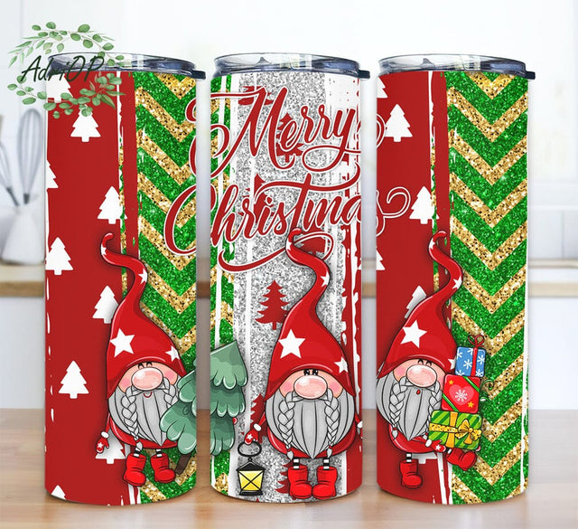 Gnomes Christmas 20oz Skinny Tumbler Png, Christmas Tumbler Png, Gnome Coffee Cup, Christmas Coffee Cup, Glitter Gnomes Christmas Png Sublimation AdriOP 