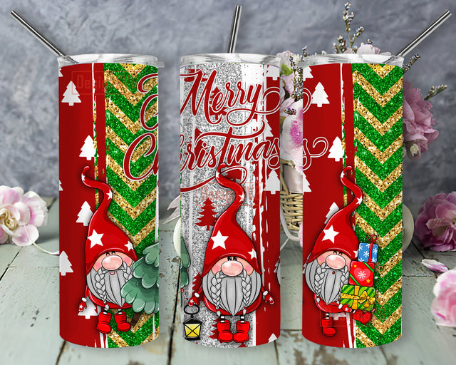 Gnomes Christmas 20oz Tumbler Template, Merry Christmas Tumbler Png, Plaid Glitter Tumbler Wrap, Christmas Sublimation Design, Gnome Digital Png, Instant Download Sublimation DesignSVG 