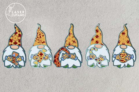 GNOMES CHRISTMAS BUNDLE Multilayer Laser Cut Files, Mandala, 3D Designs, Mini Design Bundles SVG LaserCutano 