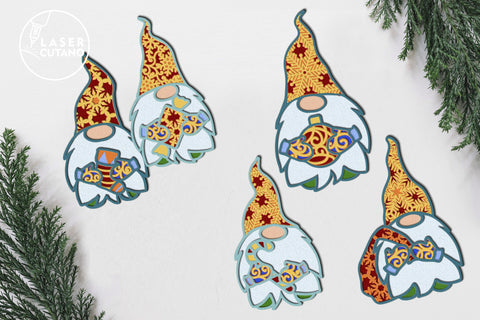 GNOMES CHRISTMAS BUNDLE Multilayer Laser Cut Files, Mandala, 3D Designs, Mini Design Bundles SVG LaserCutano 
