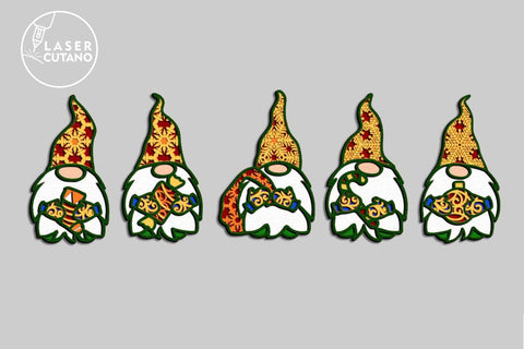 GNOMES CHRISTMAS BUNDLE Multilayer Laser Cut Files, Mandala, 3D Designs, Mini Design Bundles SVG LaserCutano 