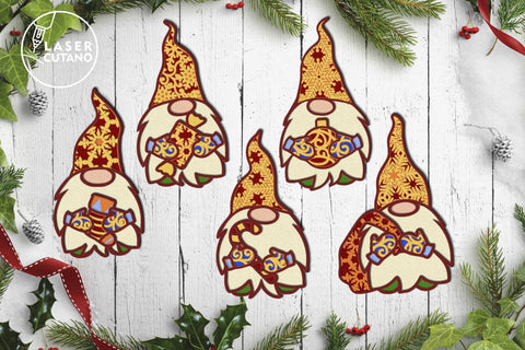 GNOMES CHRISTMAS BUNDLE Multilayer Laser Cut Files, Mandala, 3D Designs, Mini Design Bundles SVG LaserCutano 