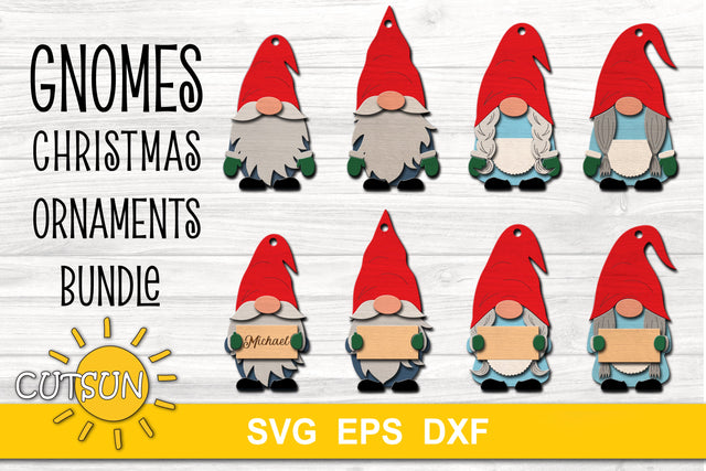 Gnomes Christmas Ornaments SVG bundle SVG CutsunSVG 