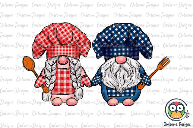 Gnomes Couple Cooking PNG Sublimation Sublimation Owlsome.Designs 