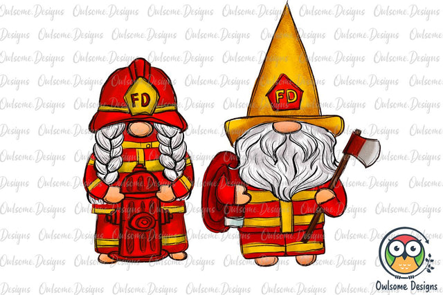 Gnomes Couple Firefighter PNG Sublimation Sublimation Owlsome.Designs 