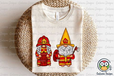 Gnomes Couple Firefighter PNG Sublimation Sublimation Owlsome.Designs 