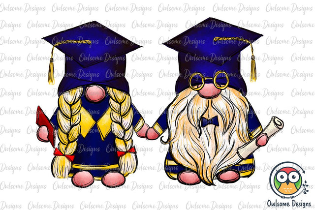 Gnomes Couple Graduation PNG Sublimation Sublimation Owlsome.Designs 