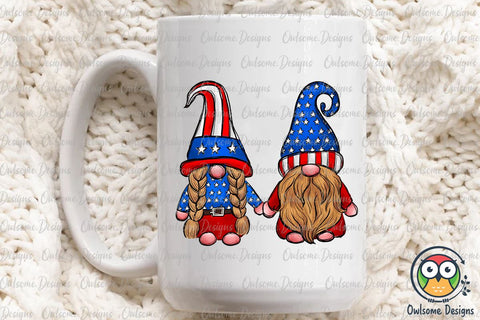 Gnomes Couple Love America PNG Sublimation Sublimation Owlsome.Designs 