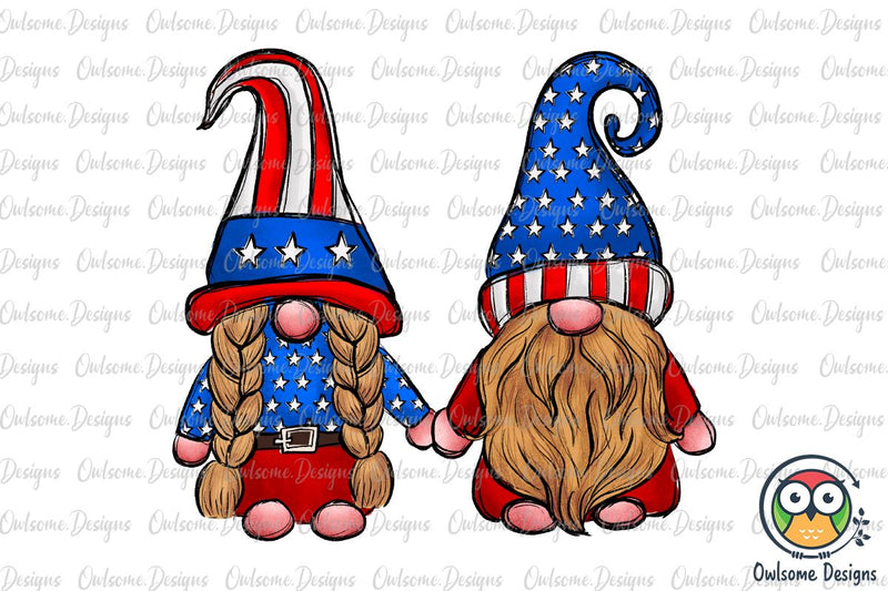 Gnomes Couple Love America PNG Sublimation Sublimation Owlsome.Designs 