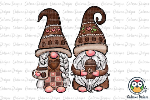 Gnomes Couple Love Coffee PNG Sublimation Sublimation Owlsome.Designs 