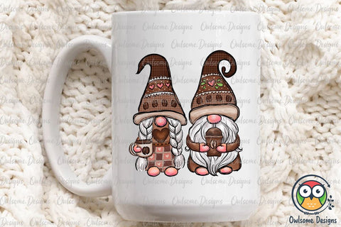 Gnomes Couple Love Coffee PNG Sublimation Sublimation Owlsome.Designs 