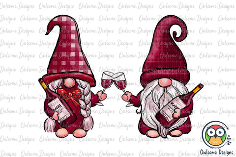 Gnomes Couple Love Drink Wine PNG Sublimation Sublimation Owlsome.Designs 