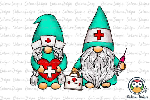 Gnomes Couple Love Nurse PNG Sublimation Sublimation Owlsome.Designs 