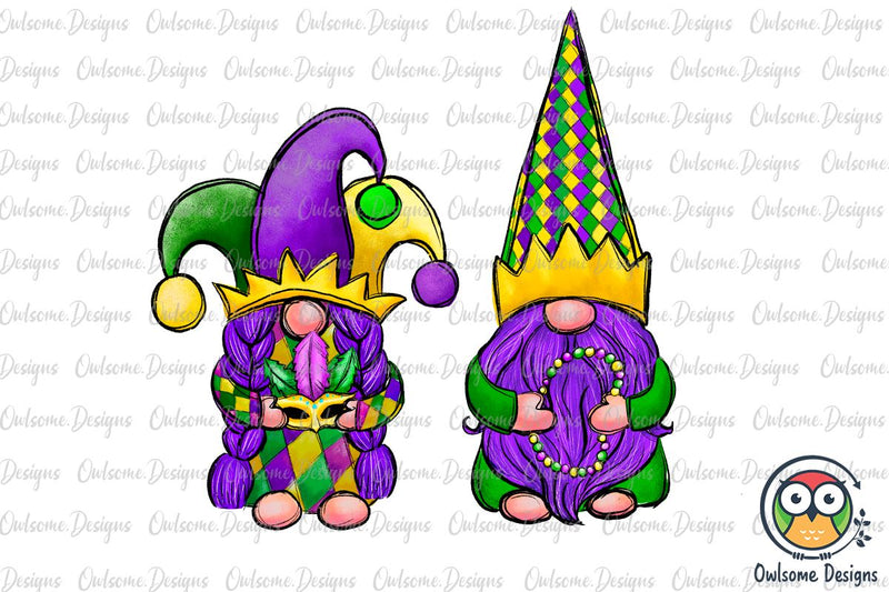 Gnomes Couple Mardi Gras Holiday PNG Sublimation Sublimation Owlsome.Designs 