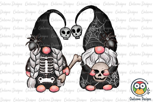 Gnomes Couple Skeleton Skull PNG Sublimation Sublimation Owlsome.Designs 