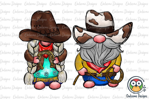 Gnomes Couple Western Cowboy PNG Sublimation Sublimation Owlsome.Designs 