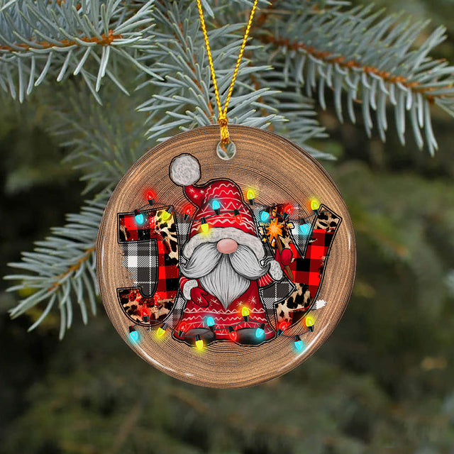 Gnomes Joy Wood Slice Ornament Png, Joy Ornament Png,Gnome Ornament, Christmas Lights, Round Christmas Ornament, Merry Christmas Ornament Sublimation CaldwellArt 