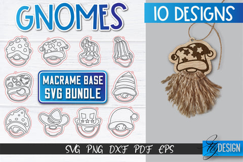 Gnomes Macrame Base SVG Bundle | Macrame SVG Fly Design 