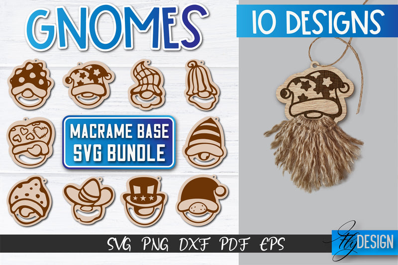 Gnomes Macrame Base SVG Bundle | Macrame SVG Fly Design 