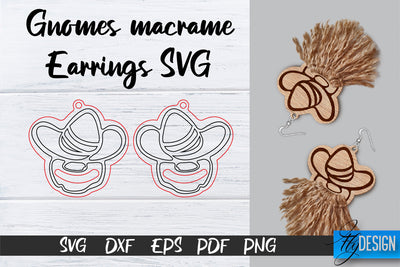 Gnomes Macrame Earrings SVG | Macrame Laser Cut SVG | CNC files SVG Fly Design 