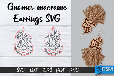 Gnomes Macrame Earrings SVG | Macrame Laser Cut SVG | CNC files SVG Fly Design 