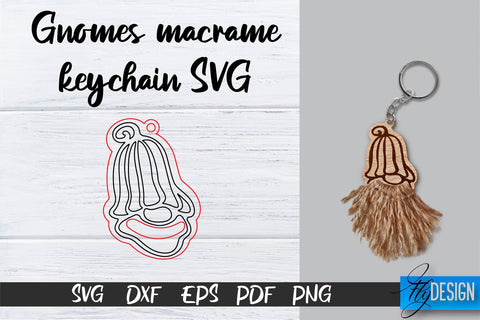 Gnomes Macrame Keychain SVG Bundle | Macrame Laser Cut SVG | CNC files SVG Fly Design 