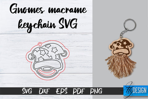 Gnomes Macrame Keychain SVG Bundle | Macrame Laser Cut SVG | CNC files SVG Fly Design 