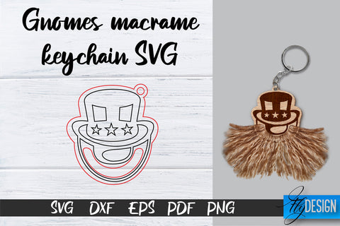 Gnomes Macrame Keychain SVG Bundle | Macrame Laser Cut SVG | CNC files SVG Fly Design 