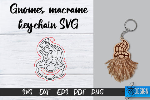 Gnomes Macrame Keychain SVG Bundle | Macrame Laser Cut SVG | CNC files SVG Fly Design 