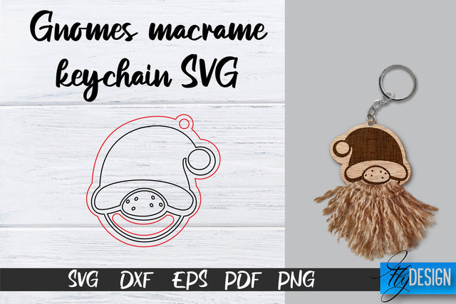 Gnomes Macrame Keychain SVG | Macrame Laser Cut SVG | CNC files SVG Fly Design 