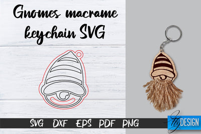 Gnomes Macrame Keychain SVG | Macrame Laser Cut SVG | CNC files SVG Fly Design 