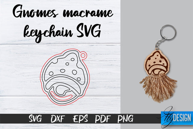 Gnomes Macrame Keychain SVG | Macrame Laser Cut SVG | CNC files SVG Fly Design 