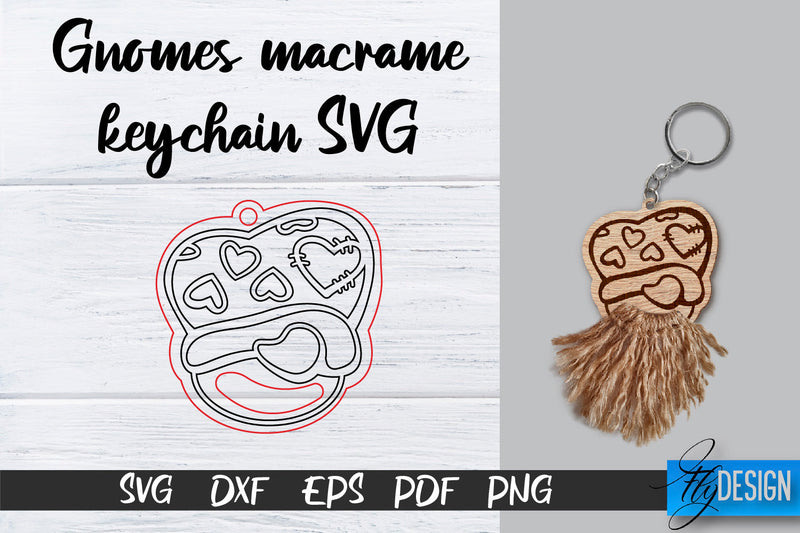 Gnomes Macrame Keychain SVG | Macrame Laser Cut SVG | CNC files SVG Fly Design 