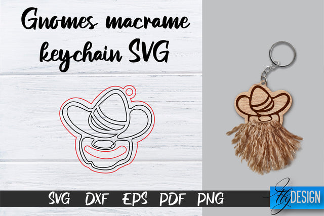 Gnomes Macrame Keychain SVG | Macrame Laser Cut SVG | CNC files SVG Fly Design 