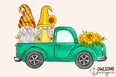 Gnomes On Truck Sublimation PNG Design Sublimation Owlsome.Designs 