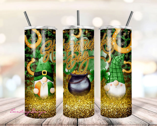 Gnomes St Patricks Day Tumbler Design, St Patricks Day Tumbler designs, 20 Oz. Skinny Tumbler Wrap Sublimation, Tumbler Designs Sublimation Sublimation TrendingDesign 