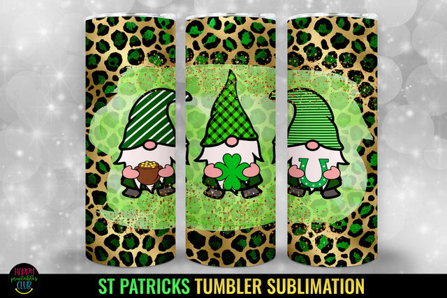 Gnomes St Patricks Day Tumbler Sublimation I Tumblers PNG Sublimation Happy Printables Club 