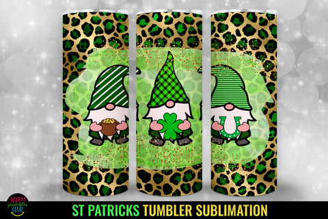 Gnomes St Patricks Day Tumbler Sublimation I Tumblers PNG Sublimation Happy Printables Club 