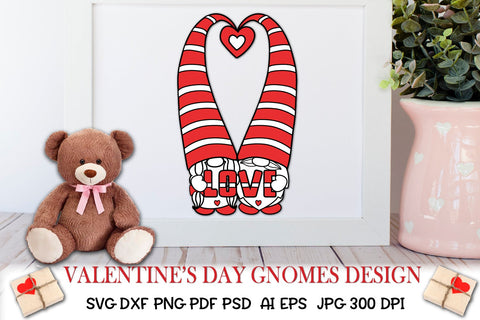 Gnomes Valentine SVG with Love. Valentine's Day SVG SVG Samaha Design 