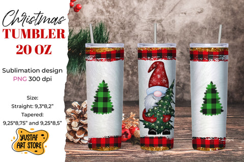 Gnomes with christmas tree tumbler sublimation wrap 20 oz Sublimation Yustaf Art Store 
