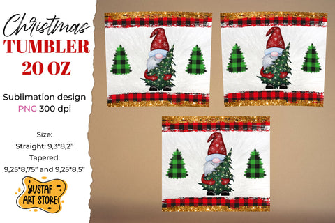 Gnomes with christmas tree tumbler sublimation wrap 20 oz Sublimation Yustaf Art Store 