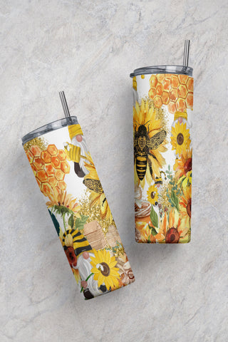 Gnomies Bee 20 oz Tumbler Wrap,Gnomes Squad Sunflower Tumbler Template,Honeybee Gnome Tumbler Wrap PNG Download,Gnomie Lover,Bee Gnome Gifts Sublimation CaldwellArt 