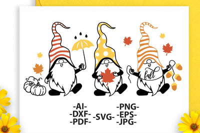 Gnomies Fall Svg, Three Gnomies Svg, Happy Gnomies Svg, Gnomies With Pumpkin, Gnome Svg, Gnomies tshirt, Fall Quotes, Svg Cut files SVG 1uniqueminute 