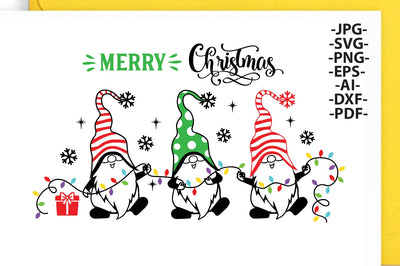 Gnomies Merry Christmas Svg, Happy new year Svg, Gnomies hold lights, Gnome Svg, Gnomies tshirt, Christmas Svg, Christmas cut files SVG 1uniqueminute 