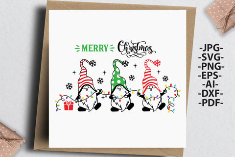 Gnomies Merry Christmas Svg, Happy new year Svg, Gnomies hold lights, Gnome Svg, Gnomies tshirt, Christmas Svg, Christmas cut files SVG 1uniqueminute 