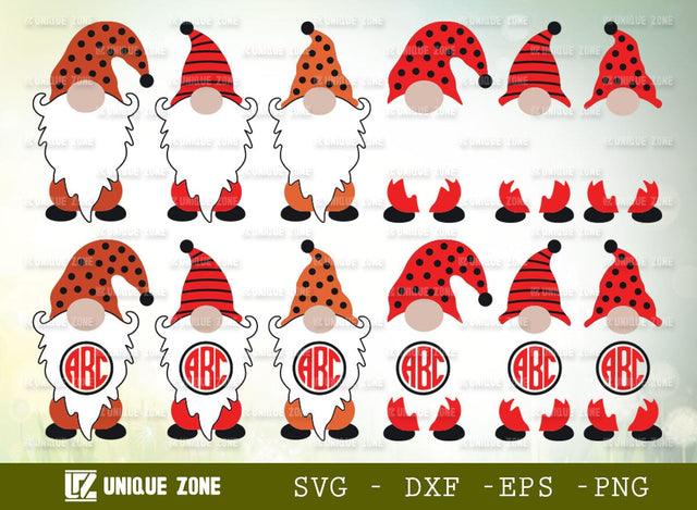 Gnomies SVG Bundle, Gnomies Clipart, Gnomies Circle Monogram, Digital Cutting File SVG Unique Zone 