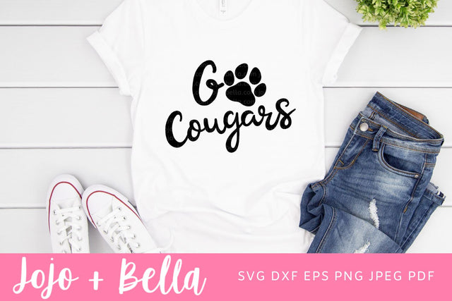 Go Cougars Svg, Football Svg, Paw Print SVG Football Png, Go Bulldogs T-shirt designs, Mascot Svg, Cheerleader Svg, Shirt Svg, Svg Files For Cricut SVG Jojo&Bella 