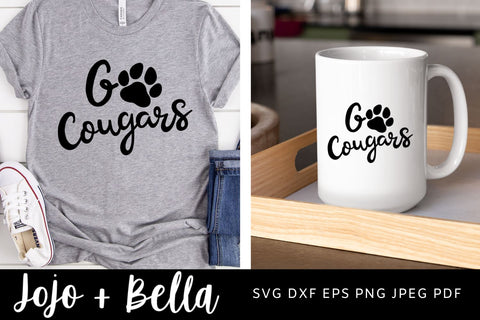Go Cougars Svg, Football Svg, Paw Print SVG Football Png, Go Bulldogs T-shirt designs, Mascot Svg, Cheerleader Svg, Shirt Svg, Svg Files For Cricut SVG Jojo&Bella 