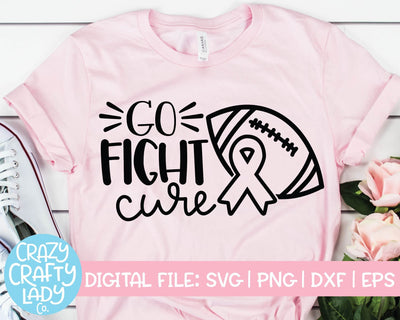 Go Fight Cure | Breast Cancer Awareness Quote SVG Cut File SVG Crazy Crafty Lady Co. 
